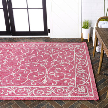 Charleston Vintage Filigree Textured Weave Indoor/outdoor Area Rug